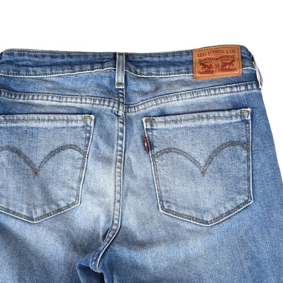 Levi’s 714 Straight Leg Jeans Size 27 Light Wash Raw Hem Y2K Casual - Picture 6 of 10